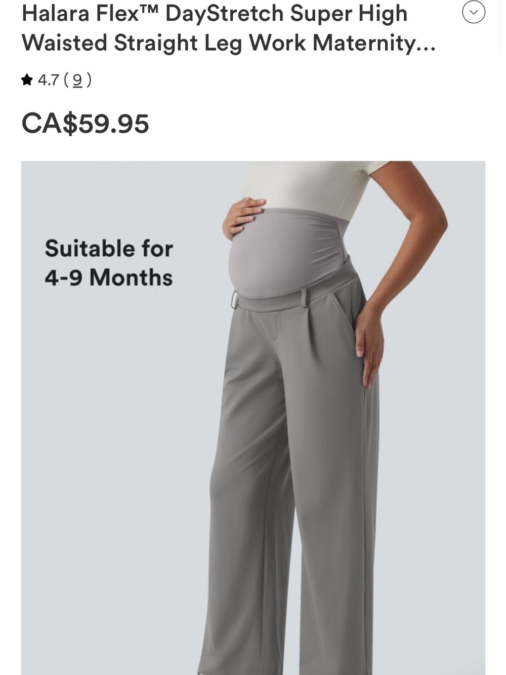 HALARA Light Gray Straight Leg maternity pants